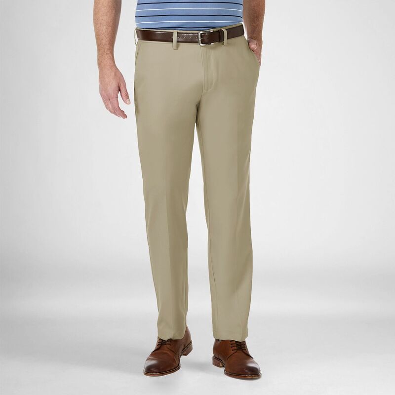ハガー メンズ ボトムス カジュアルパンツ Men's Haggar Cool 18 PRO Straight-Fit Wrinkle-Free Flat-Front Super Flex Waist Pants Khaki カーキ