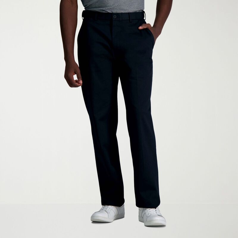 ハガー メンズ ボトムス カジュアルパンツ Men's Haggar Wrinkle Free Performance Khaki Classic Fit Flat Front Pant Black ブラック｜ReVida 店