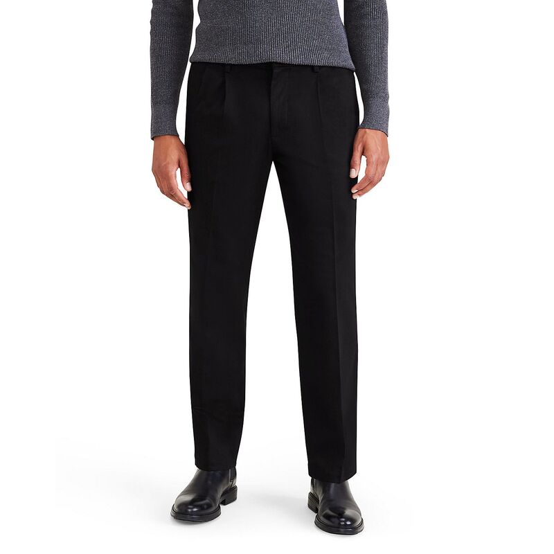 ドッカーズ メンズ ボトムス カジュアルパンツ プリーツ トール Big & Tall Dockersignature Iron Free Stain Defender Classic Fit Pleated Pants Beautiful Black ブラック｜ReVida 店