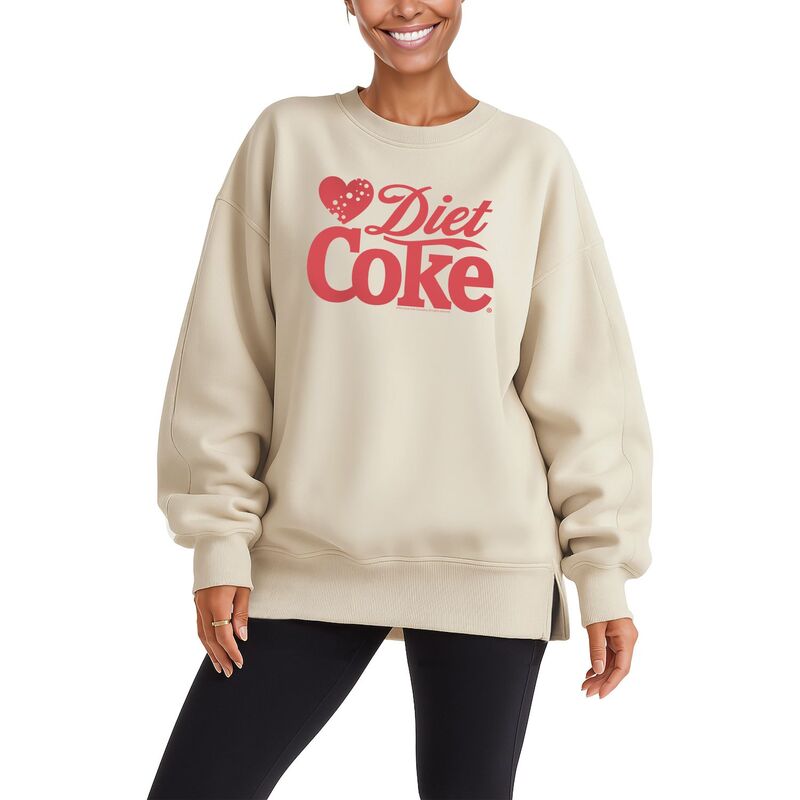 アニメキャラクター レディース トップス Tシャツ スウェット フリース グラフィック Licensed Character Women's Diet Coke Heart Graphic Oversized Fleece Crew Sweatshirt Cream クリーム