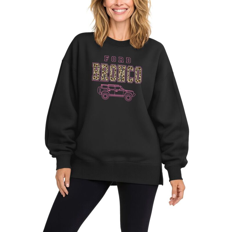アニメキャラクター レディース トップス Tシャツ スウェット フリース Licensed Character Women's Ford Bronco Leopard Oversized Fleece Crew Sweatshirt Black ブラック｜ReVida 店 10,426円