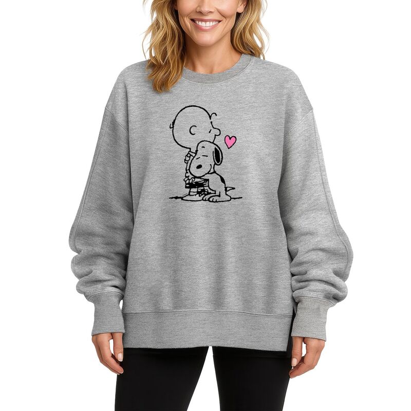 アニメキャラクター レディース トップス Tシャツ スウェット フリース Licensed Character Women's Peanutsnoopy & Charlie Brown Oversized Fleece Crew Sweatshirt Athletic Heather ヘザー