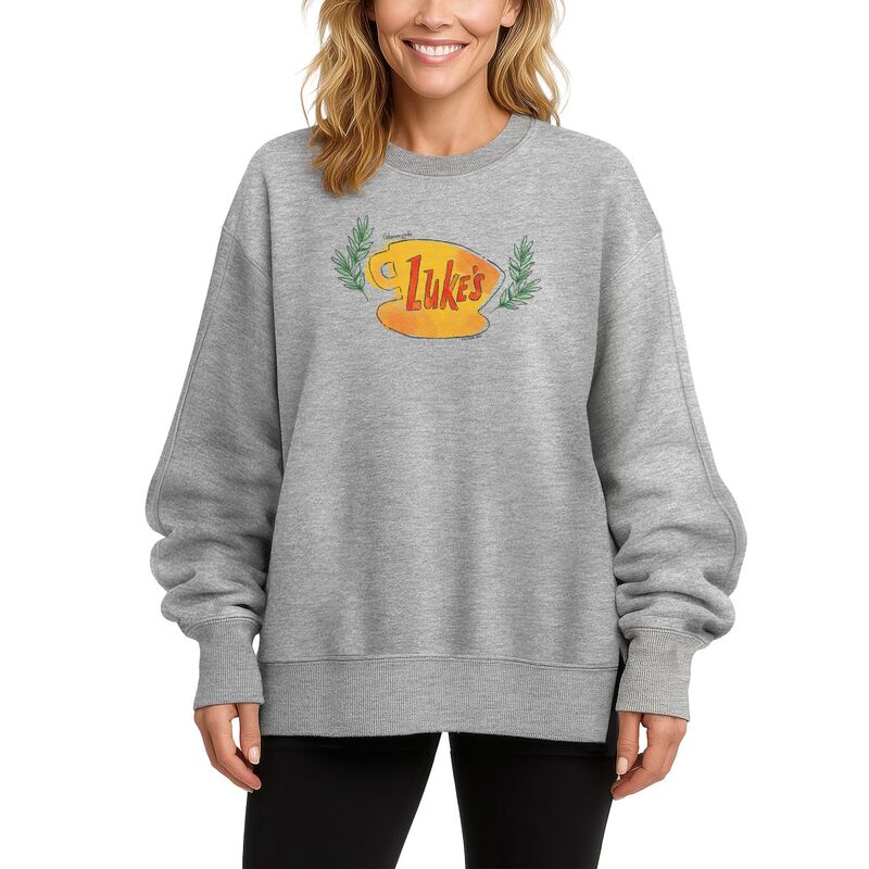 アニメキャラクター レディース トップス Tシャツ スウェット フリース Licensed Character Women's Gilmore Girls Luke's Coffee Cup Oversized Fleece Crew Sweatshirt Athletic Heather ヘザー