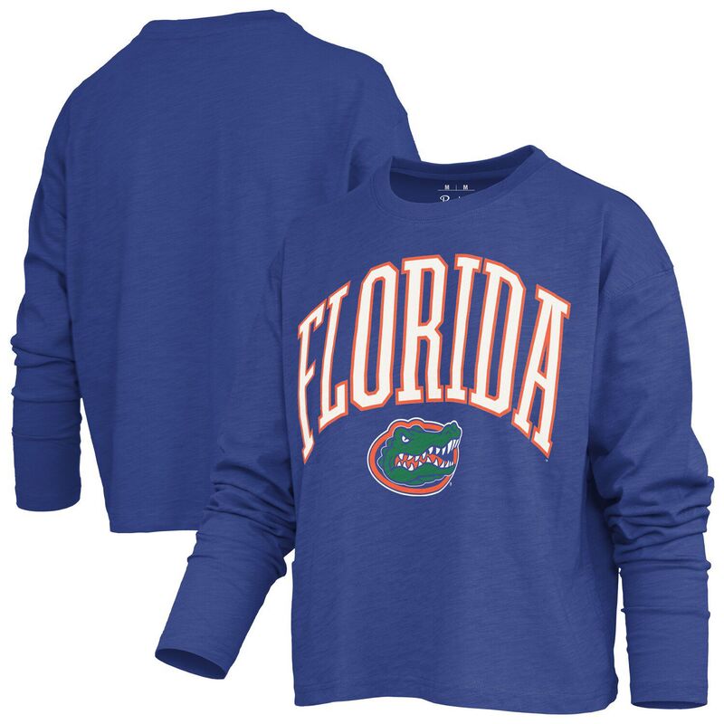 プレスボックス レディース トップス Tシャツ Women's Pressbox Royal Florida Gators Motley Boxy Waist-Length Long Sleeve T-Shirt Fld Blue ブルー