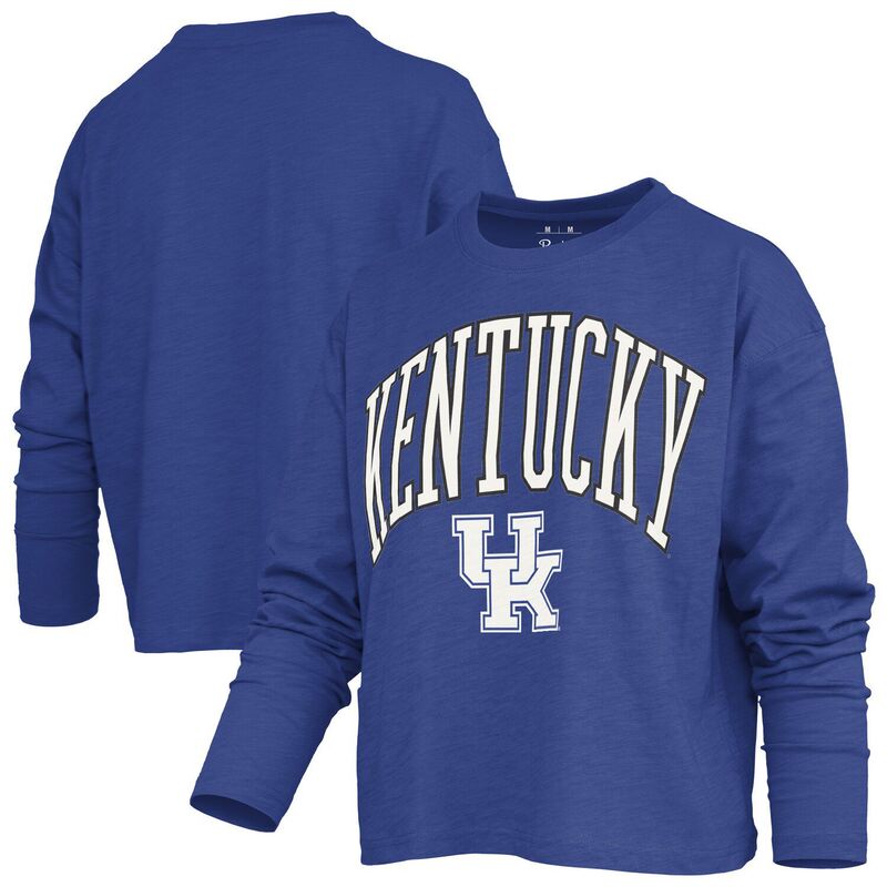 プレスボックス レディース トップス Tシャツ Women's Pressbox Royal Kentucky Wildcats Motley Boxy Waist-Length Long Sleeve T-Shirt Ken Blue ブルー