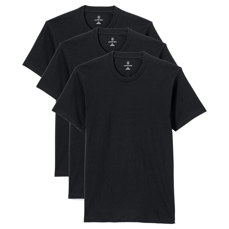ランズエンド メンズ トップス シャツ クルーネック Men's Lands' End Crewneck 3-Pack Undershirt Black ブラック｜ReVida 店