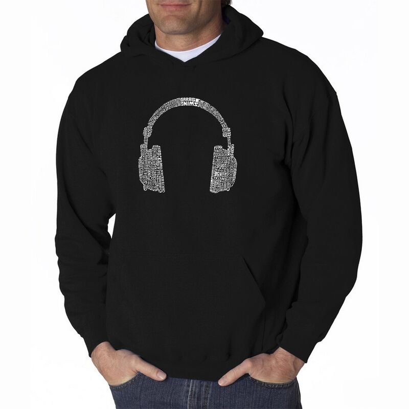 エルエーポップアート メンズ トップス Tシャツ スウェット LA Pop Art 63 DIFFERENT GENRES OF MUSIC - Men's Word Art Hooded Sweatshirt Black ブラック