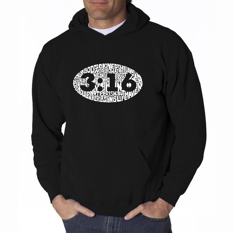エルエーポップアート メンズ トップス Tシャツ スウェット LA Pop Art John 3:16 - Men's Word Art Hooded Sweatshirt Black ブラック
