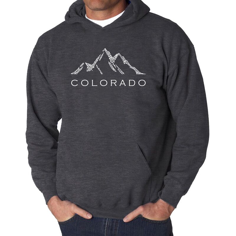 エルエーポップアート メンズ トップス Tシャツ スウェット LA Pop Art Colorado Ski Towns - Men's Word Art Hooded Sweatshirt Grey グレー