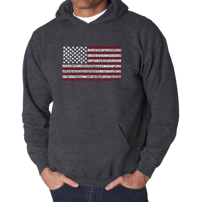 エルエーポップアート メンズ トップス Tシャツ スウェット LA Pop Art 50 States USA Flag - Men's Word Art Hooded Sweatshirt Grey グレー