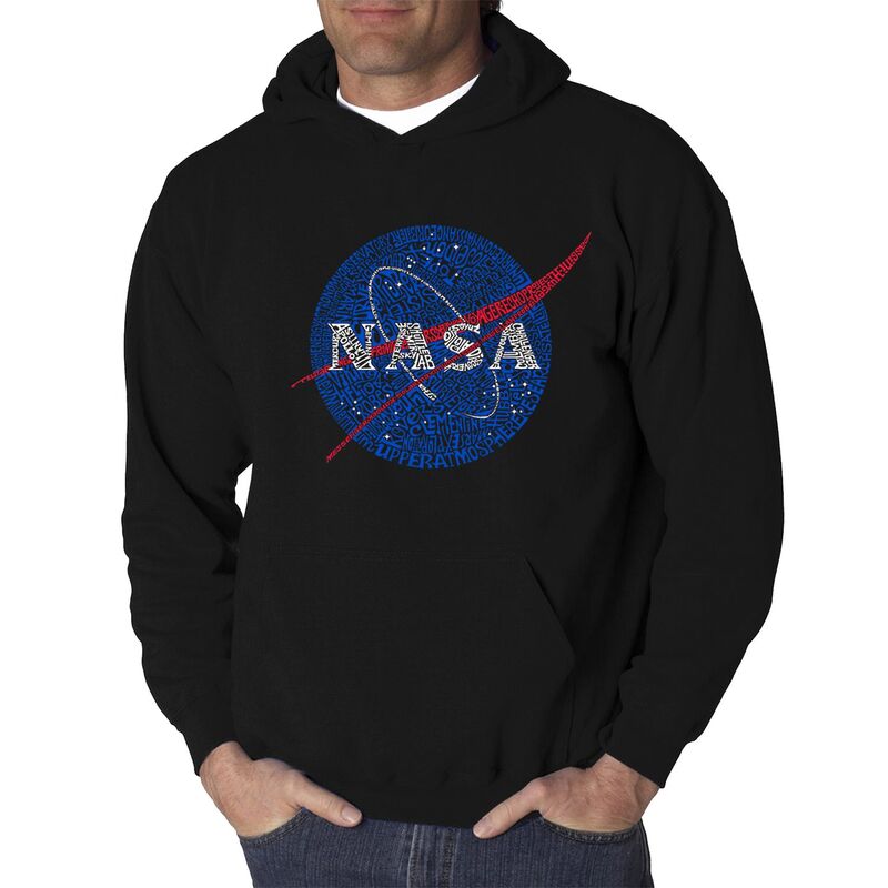 エルエーポップアート メンズ トップス Tシャツ スウェット LA Pop Art NASA's Most Notable Missions - Men's Word Art Hooded Sweatshirt Black ブラック