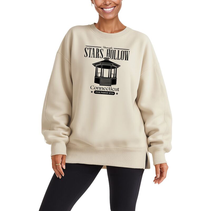 アニメキャラクター レディース トップス Tシャツ スウェット フリース Licensed Character Women's Gilmore Girlstars Hollow Oversized Fleece Crew Sweatshirt Cream クリーム