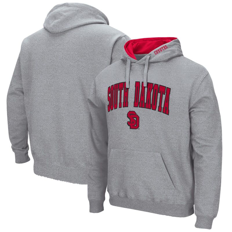 コロシアム メンズ トップス Tシャツ ロゴ パーカー Men's Colosseum Heathered Gray South Dakota Coyotes Arch and Logo Pullover Hoodie Usd Grey グレー