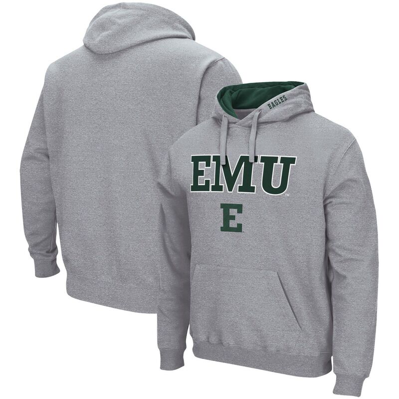 コロシアム メンズ トップス Tシャツ ロゴ パーカー Men's Colosseum Heathered Gray Eastern Michigan Eagles Arch & Logo 3.0 Pullover Hoodie Nc2 Grey グレー