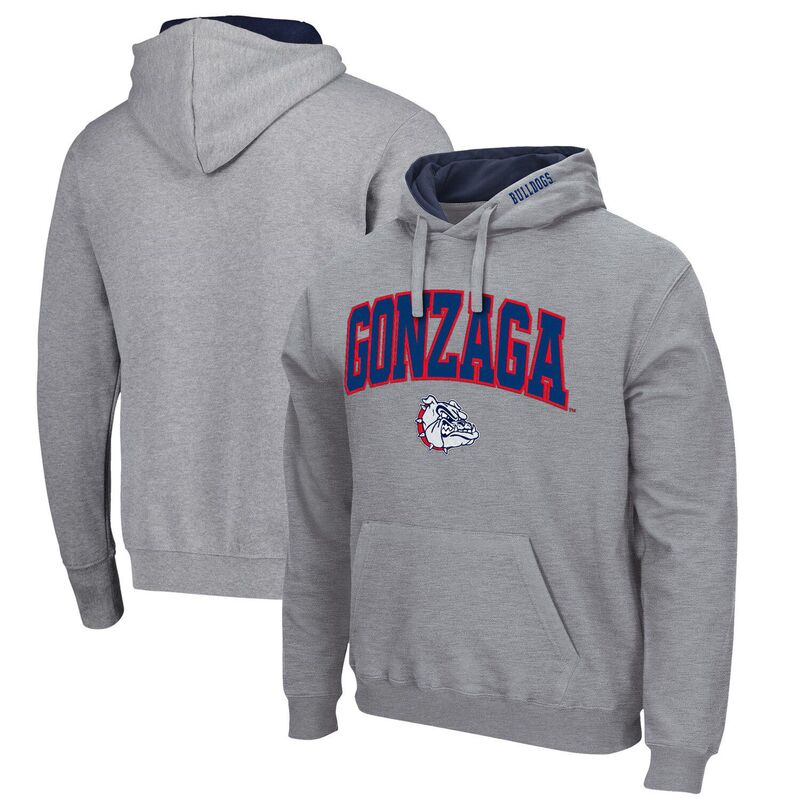 コロシアム メンズ トップス Tシャツ ロゴ パーカー Men's Colosseum Heather Gray Gonzaga Bulldogs Arch and Logo Pullover Hoodie Zagrey グレー