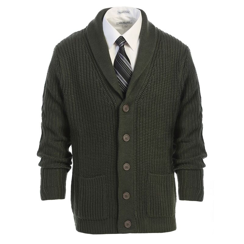 ジョベルティ メンズ アウター ニット・セーター レギュラーフィット カーディガン Gioberti Men's Heavy Weight Shawl Collar Knitted Regular Fit Long Sleeve Cardigan Olive オリーブ