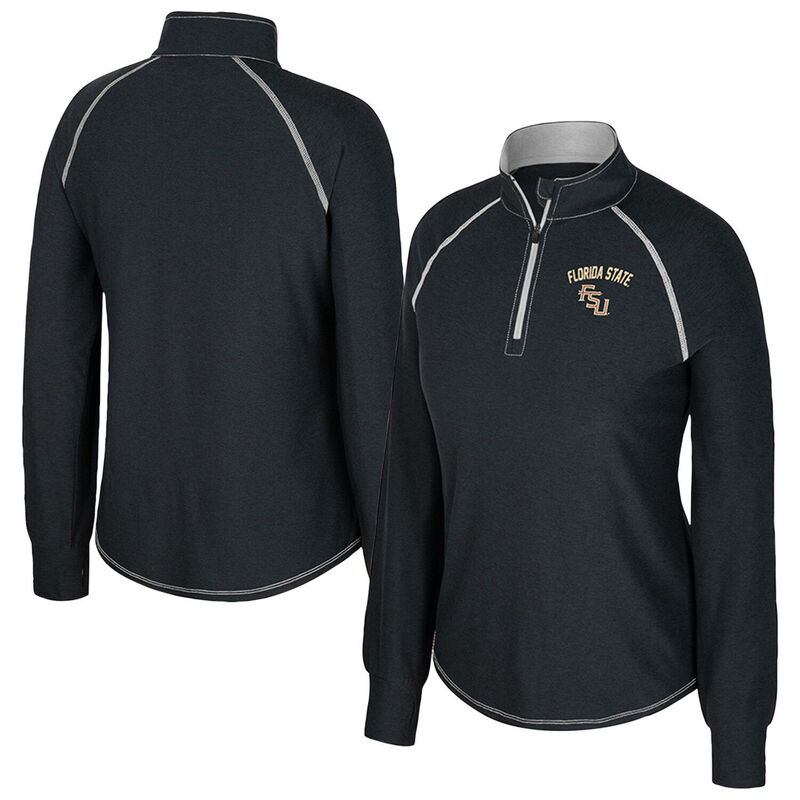 円形劇場 レディース トップス プルオーバー Women\u0027s Colosseum Black Florida State Seminoles Bikram Raglan Quarter-Zip Top Fsu Black 黒いこと