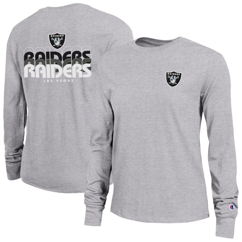 はやりっ児 レディース トップス プルオーバー 長袖 Women\u0027s Champion Heather Gray Las Vegas Raiders Core Long-Sleeve T-Shirt Lvr Grey 薄墨色