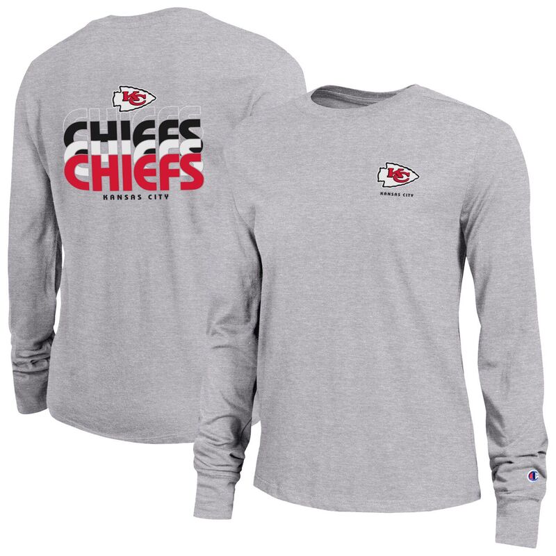 はやりっ児 レディース トップス プルオーバー 長袖 Women\u0027s Champion Heather Gray Kansas City Chiefs Core Long-Sleeve T-Shirt Chf Grey 薄墨色