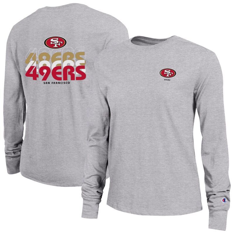はやりっ児 レディース トップス プルオーバー 長袖 Women\u0027s Champion Heather Gray San Francisco 49ers Core Long-Sleeve T-Shirt 49r Grey 薄墨色