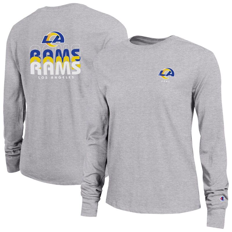 はやりっ子 レディース トップス プルオーバー 長袖 Women\u0027s Champion Heather Gray Los Angeles Rams Core Long-Sleeve T-Shirt Lar Grey 薄墨色
