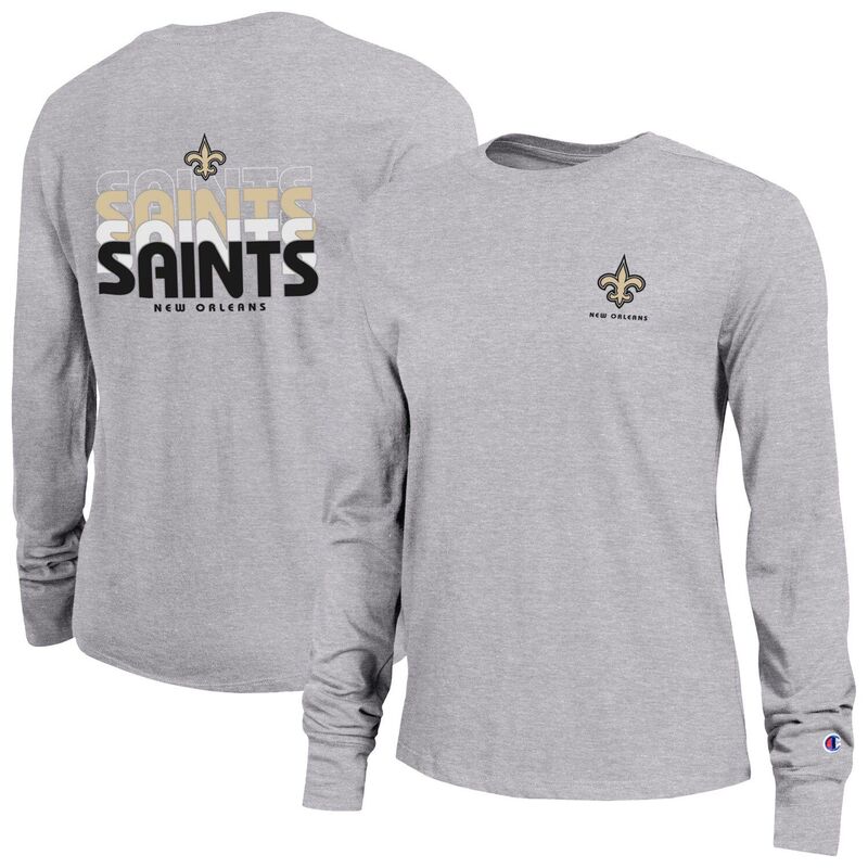 はやりっ児 レディース トップス プルオーバー 長袖 Women\u0027s Champion Heather Gray New Orleansaints Core Long-Sleeve T-Shirt Snt Grey 薄墨色
