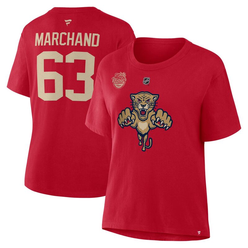 ファナティクス レディース トップス プルオーバー Women\u0027s Fanatics Brad Marchand Red Florida Panthers 2026 NHL Winter Classic Authentic Stack Name \u0026 Number T-Shirt Pnt Red 赤いこと