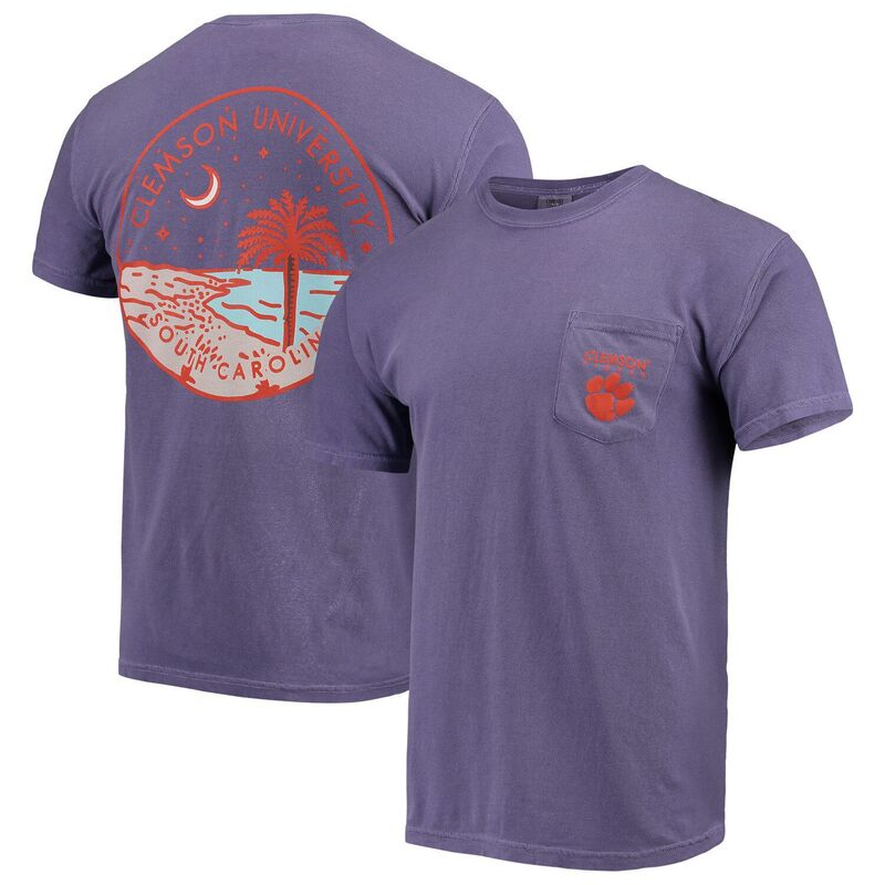 アンブランデッド メンズ トップス Tシャツ Unbranded Men's Purple Clemson Tigers Circle Scene Comfort Colors Pocket-Shirt Clm Purple パープル