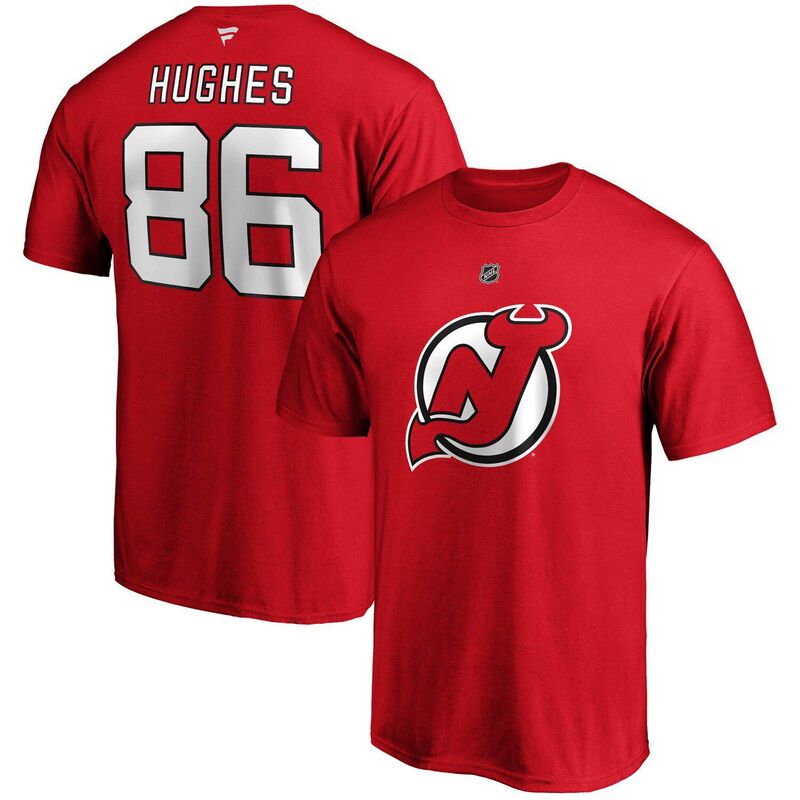 アンブランデッド メンズ トップス Tシャツ トール ジャージー Unbranded Men's Fanatics Branded Jack Hughes Red New Jersey Devils Big & Tall Name & Number T-Shirt Nhl Red レッド