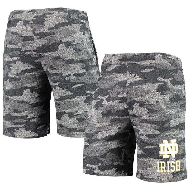 アンブランデッド メンズ ボトムス ハーフパンツ・ショーツ パイル ショートパンツ Unbranded Men's Conceptsport Charcoal/Gray Notre Dame Fighting Irish Camo Backup Terry Jam Lounge Shorts Ntd Charco チャコール