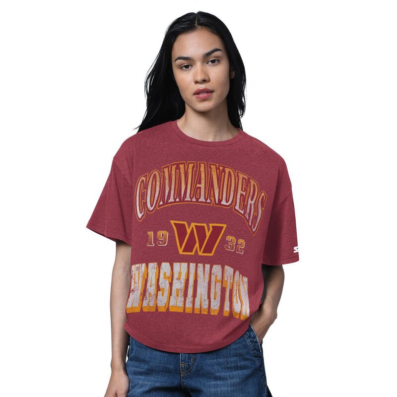 クランク レディース トップス プルオーバー Women\u0027starter Heather Burgundy Washington Commanders Oversized Hall ofame T-Shirt Wft Med Re ギョリュウモドキ