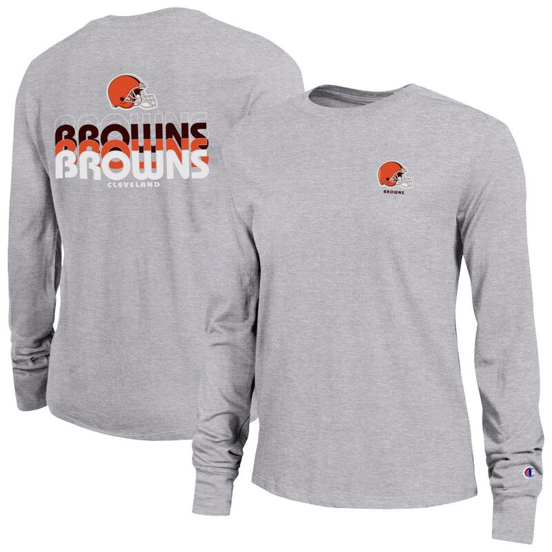 はやりっ児 レディース トップス プルオーバー 長袖 Women\u0027s Champion Heather Gray Cleveland Browns Core Long-Sleeve T-Shirt Brn Grey 薄墨色