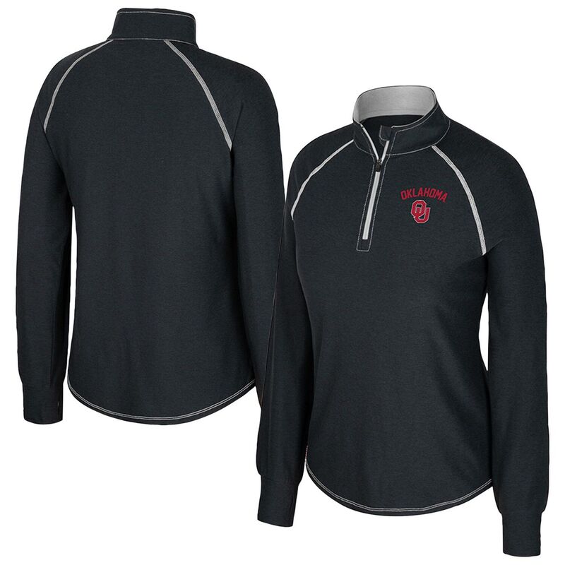 円形劇場 レディース トップス プルオーバー Women\u0027s Colosseum Black Oklahoma Sooners Bikram Raglan Quarter-Zip Top Okl Black 黒いこと