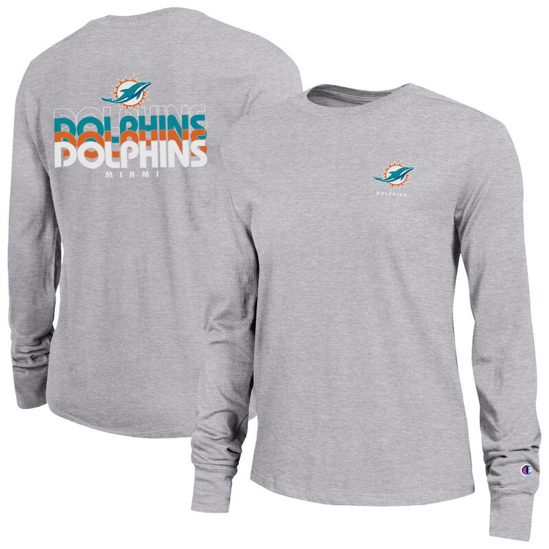 はやりっ子 レディース トップス プルオーバー 長袖 Women\u0027s Champion Heather Gray Miami Dolphins Core Long-Sleeve T-Shirt Dol Grey 薄墨色