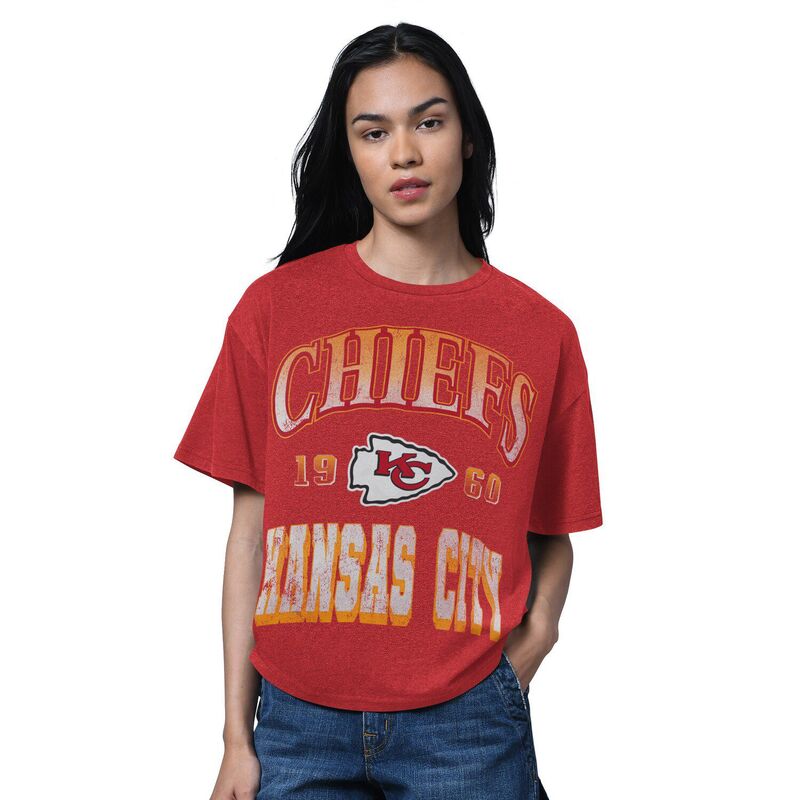 クランク レディース トップス プルオーバー Women\u0027starter Heathered Kansas City Chiefs Oversized Hall ofame T-Shirt Chf Red 赤いこと