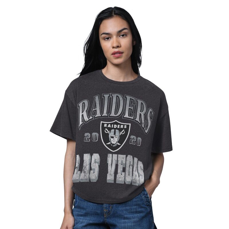 クランク レディース トップス プルオーバー Women\u0027starter Heather Black Las Vegas Raiders Oversized Hall ofame T-Shirt Lvr Charco 黒いこと