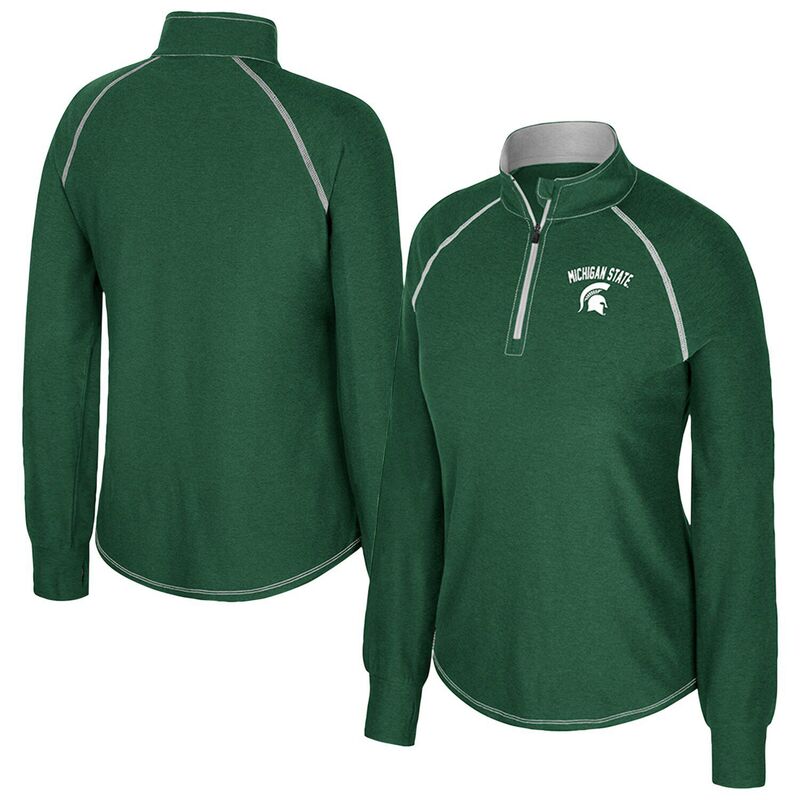 円形劇場 レディース トップス プルオーバー Women\u0027s Colosseum Green Michigan State Spartans Bikram Raglan Quarter-Zip Top Msu Green 緑であること