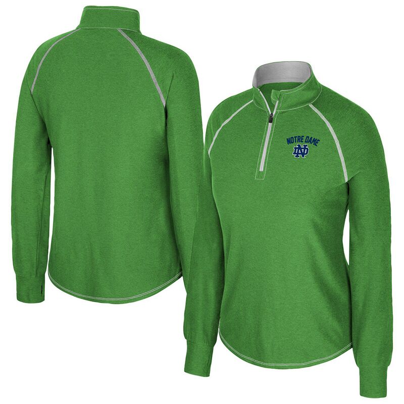 コロシアム レディース トップス Tシャツ Women's Colosseum Greenotre Dame Fighting Irish Bikram Raglan Quarter-Zip Top Ntd Green グリーン