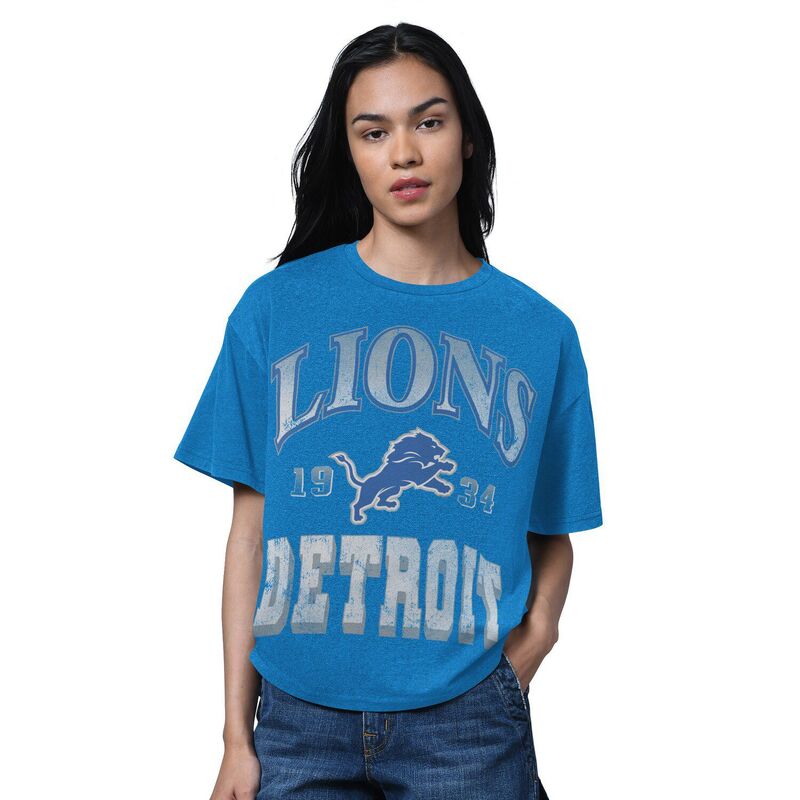 クランク レディース トップス プルオーバー Women\u0027starter Heather Blue Detroit Lions Oversized Hall ofame T-Shirt Lns Multi マルチ色合い