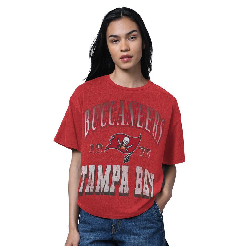 クランク レディース トップス プルオーバー Women\u0027starter Heathered Tampa Bay Buccaneers Oversized Hall ofame T-Shirt Buc Red 赤いこと