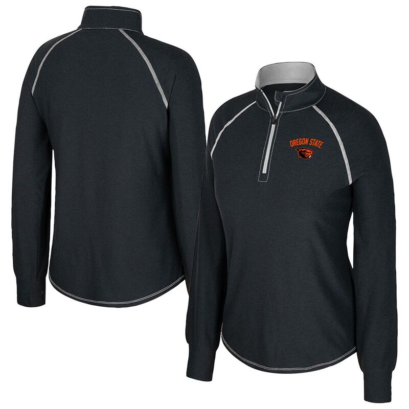 コロシアム レディース トップス Tシャツ Women's Colosseum Black Oregon State Beavers Bikram Raglan Quarter-Zip Top Ors Black ブラック