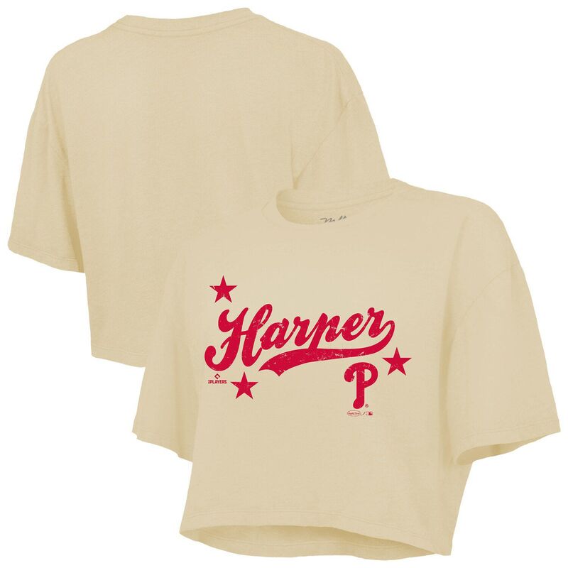 マジェスティック レディース トップス プルオーバー Women\u0027s Majestic Threads Bryce Harper Cream Philadelphia Phillies Boxy Crop Tophl Beige ベージュ