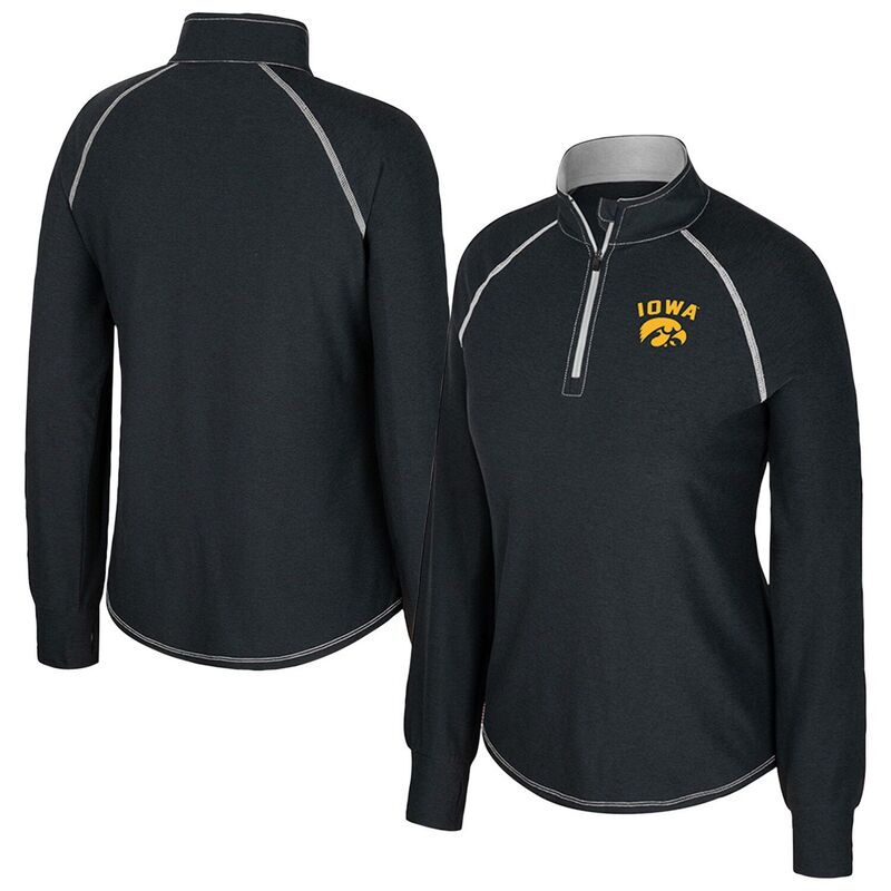 円形劇場 レディース トップス プルオーバー Women\u0027s Colosseum Black Iowa Hawkeyes Bikram Raglan Quarter-Zip Top Iwa Black 黒いこと