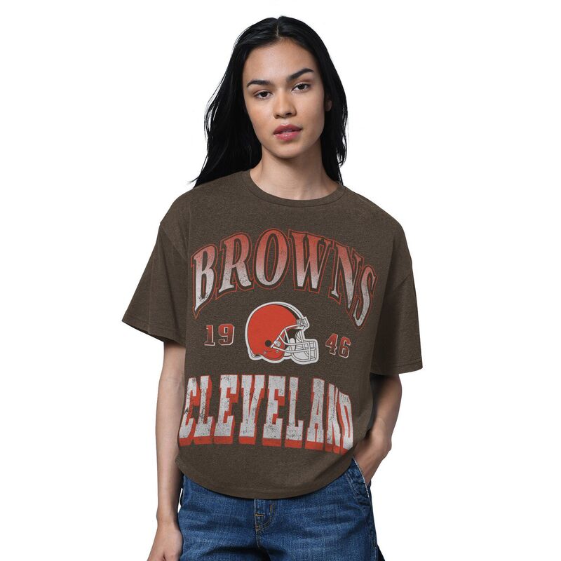 クランク レディース トップス プルオーバー Women\u0027starter Heather Brown Cleveland Browns Oversized Hall ofame T-Shirt Brn Brown 赤銅色