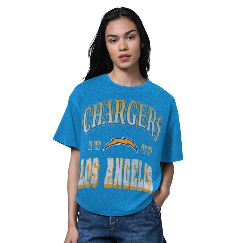クランク レディース トップス プルオーバー Women\u0027starter Heather Powder Blue Los Angeles Chargers Oversized Hall ofame T-Shirt Chg Multi マルチ色つや