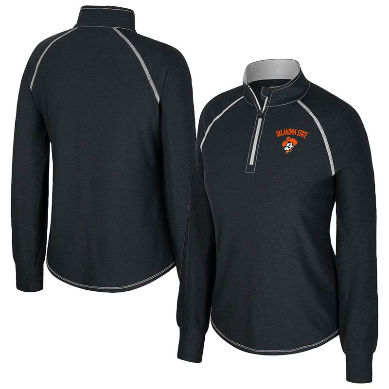 コロシアム レディース トップス Tシャツ Women's Colosseum Black Oklahoma State Cowboys Bikram Raglan Quarter-Zip Top Oks Black ブラック
