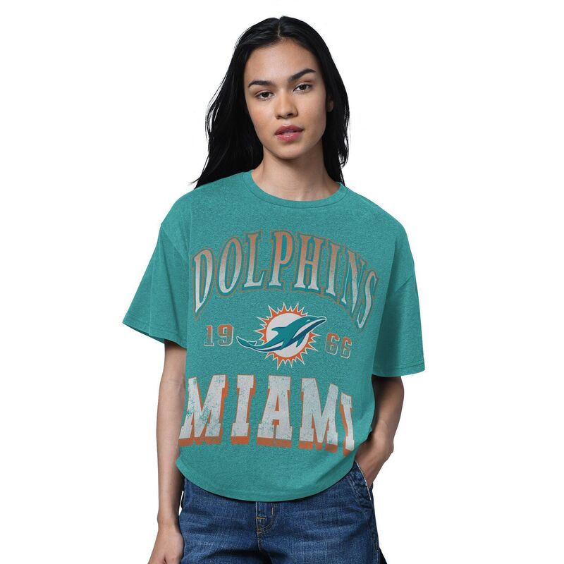 クランク レディース トップス プルオーバー Women\u0027starter Heather Aqua Miami Dolphins Oversized Hall ofame T-Shirt Dol Multi マルチ色つや