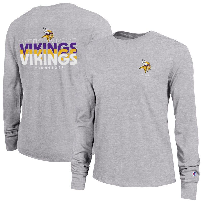 はやりっ児 レディース トップス プルオーバー 長袖 Women\u0027s Champion Heather Gray Minnesota Vikings Core Long-Sleeve T-Shirt Mvk Grey 薄墨色