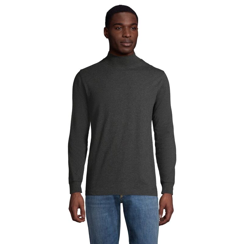 ランズエンド メンズ トップス Tシャツ タートルネック トール Big & Tallands' End Super-T Classic-Fit Mock Turtleneck Dk Charcoal Heather チャコール