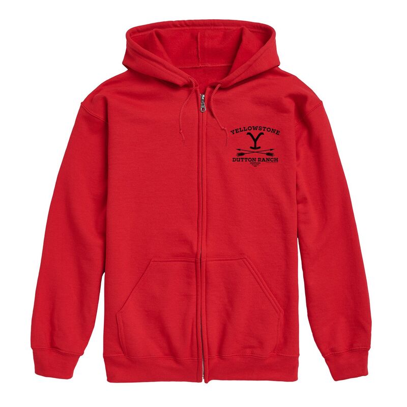 アニメキャラクター メンズ トップス Tシャツ パーカー Licensed Character Men's Yellowstone Dutton Zip Hoodie Red レッド